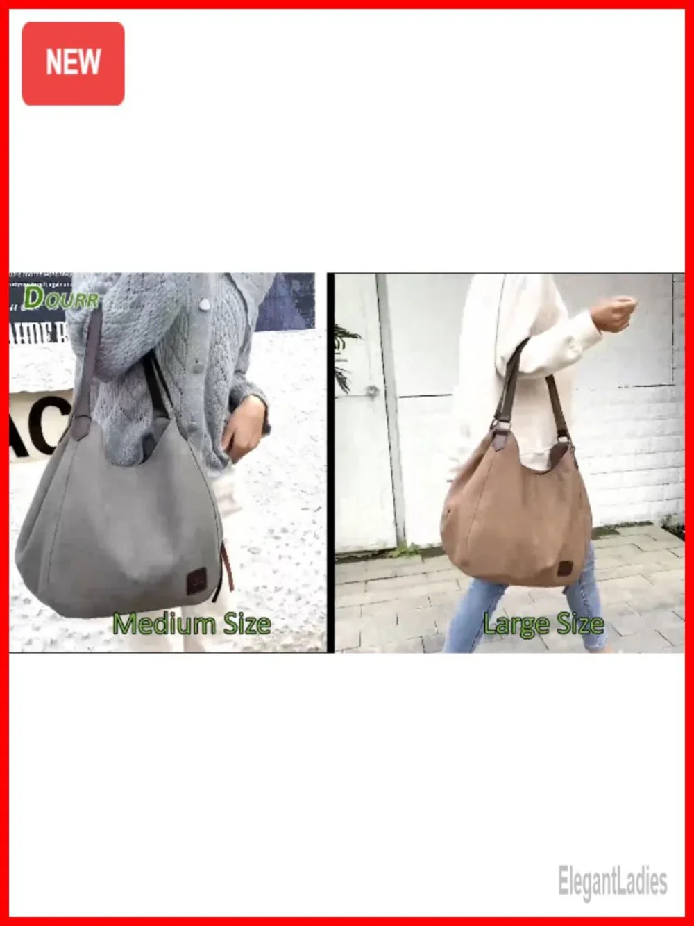Multi-Pocket Cotton Canvas Hobo Tote Bag Shoulder Handbag